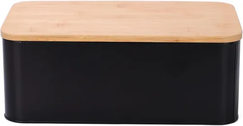 Vista 6 de Caja de pan negra, caja de pan rústica, caja de pan vintage para encimera de cocina, panera negra