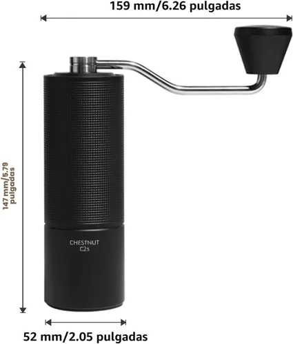 Vista 7 de TIMEMORE Castaña C2S Molinillo de Café Manual de Acero Inoxidable S2C Molinillo de Café Rebaba Cónica, Capacidad 25g Molinillo de Café Manual