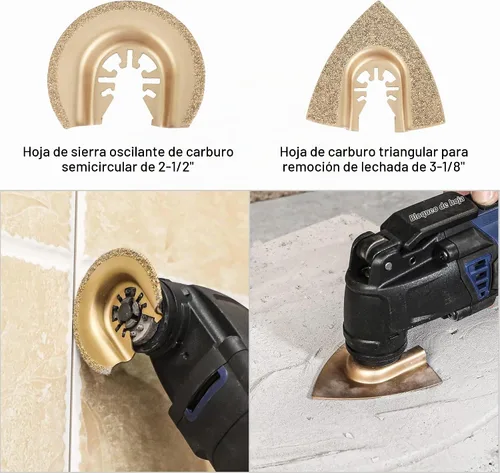 Vista 6 de WORKPRO 25 piezas de accesorios oscilantes multiherramienta, hojas de sierra oscilantes de liberación rápida para cortar madera y metal, plástico