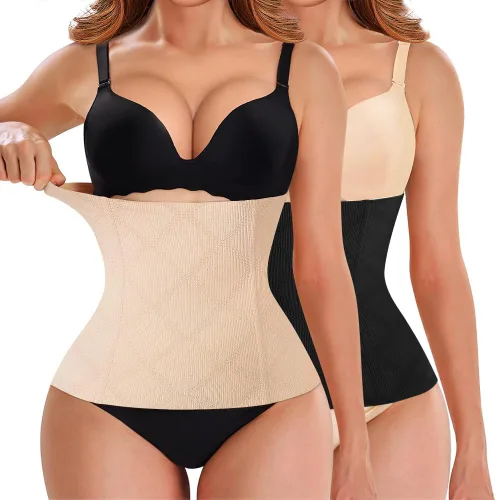 Vista 9 de Nebility Entrenador de cintura para mujer, con control de abdomen Beige sin gancho