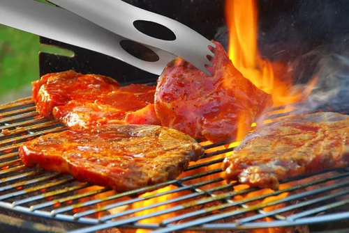 Vista 5 de Home-Complete HC-1001 - Juego de herramientas para barbacoa de madera, 18 piezas, accesorios de barbacoa de acero inoxidable con asas de madera