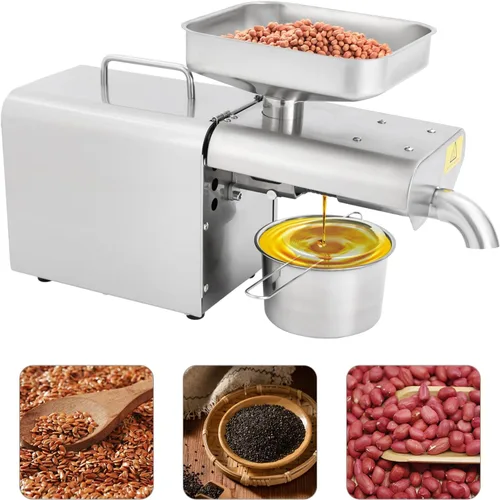 Vista 6 de Máquina automática de prensa de aceite eléctrica, extractor de prensa de aceite de 750 W, expulsor de aceite orgánico para maní, sésamo, coco, soja