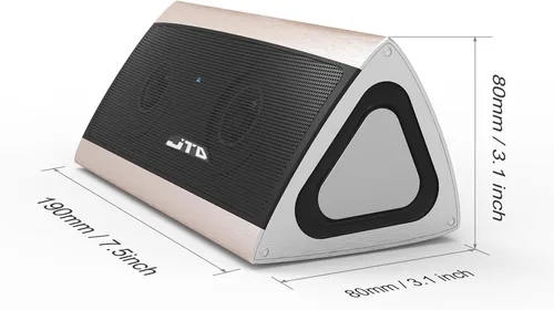 Vista 4 de JTD - Altavoz Bluetooth inalámbrico portátil con sonido estéreo envolvente 3D y carcasa de metal completo, inalámbrico, manos libres, 8 horas