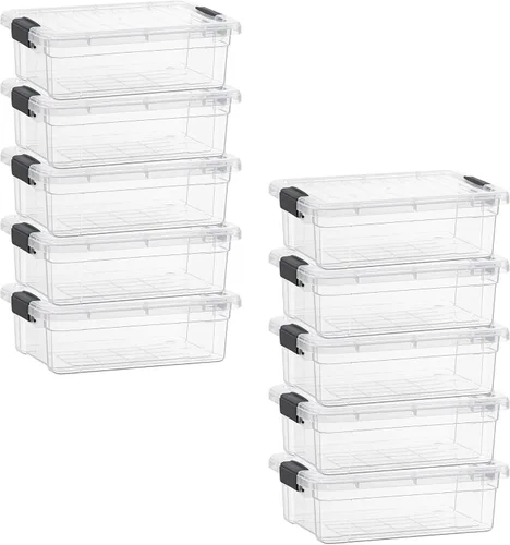 Vista 24 de Superio Caja de almacenamiento transparente con tapa, contenedores de plástico de 2.3 cuartos para organizar, cajas apilables, sin BPA, no tóxico