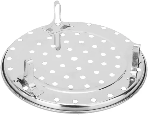 Vista 8 de Bandeja de cocina redonda de acero inoxidable de 7.9 pulgadas, estante de soporte de vapor para olla a presión, patas extraíbles, estante chino