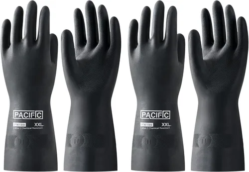 Vista 9 de PACIFIC PPE Guantes resistentes a productos químicos, guantes de goma industriales de gran resistencia, resistentes a ácidos, alcalinos y aceite, 32