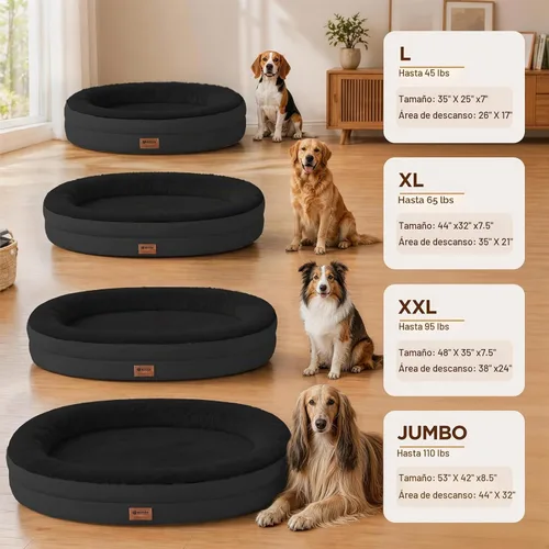 Vista 5 de Cama ortopédica impermeable para perros medianos, color negro