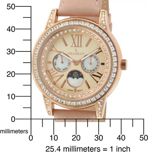 Vista 5 de Peugeot de la mujer ante multifunción de la correa vestido de reloj de vidrio