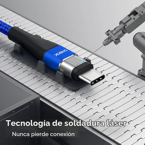 Vista 3 de Cable USB C a USB C de 100 W, paquete de 3 cables USB C a C de carga rápida Azul
