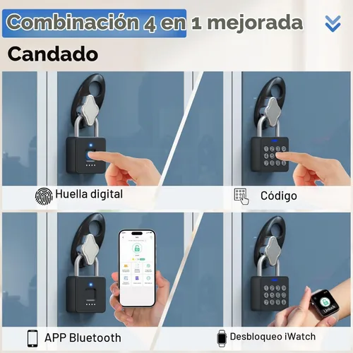 Vista 4 de Candado de huellas dactilares con código,Huella digital del candado