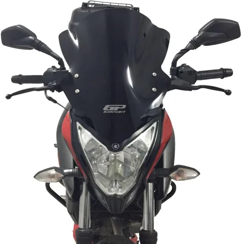 Vista 2 de GP Kompozit Parabrisas Touring transparente compatible con Bajaj Pulsar NS200 2011-2023 15.7 in