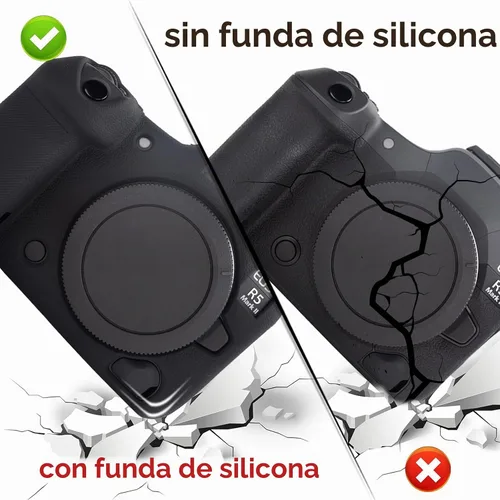 Vista 4 de MUZIRI KINOKOO Funda de silicona compatible con cámara digital Canon EOS R5 Mark II, goma blanda EOS R5 Mark II/EOS R5 II, funda protectora con Negro