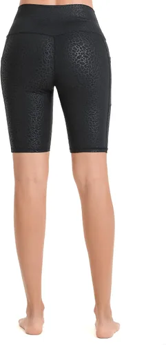 Vista 4 de Sunzel Pantalones cortos de ciclismo de 10 pulgadas, 8 y 5 pulgadas, para mujer, con bolsillos, cintura alta, para yoga, atletismo, gimnasio