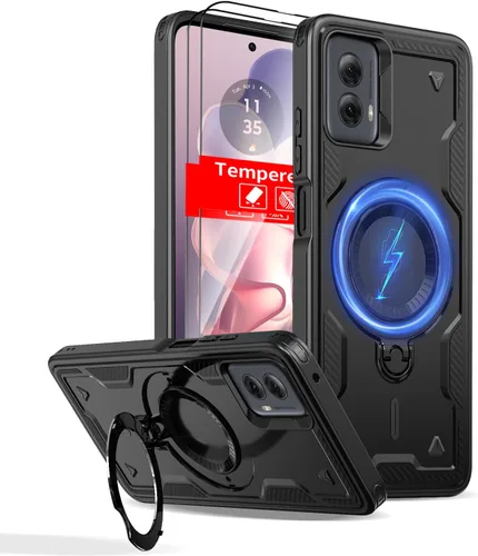 Vista 18 de Funda magnética para Google Pixel 9 Pro XL compatible con cargador inalámbrico MagSafe, para Pixel 9 Pro XL con soporte de 360° + 2 protectores