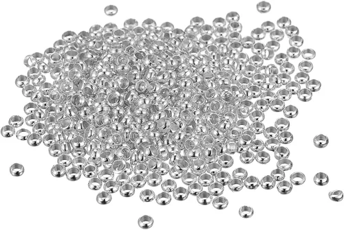 Vista 16 de uxcell 1000 cuentas redondas de engarzado, cuentas espaciadoras de extremo de crimpado de 0.079 pulgadas, pequeños tapones para hacer pulseras