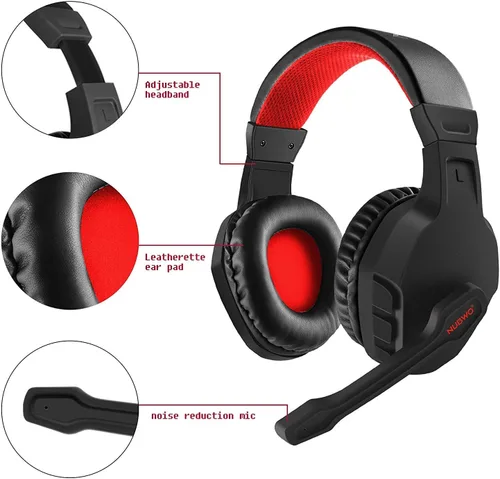 Vista 4 de NUBWO U3 - Auriculares de juego de 0138in para PC PS4 PS5 laptop Xbox One Mac iPad SwitchJuego de computadora micrófono flexible sobre la oreja