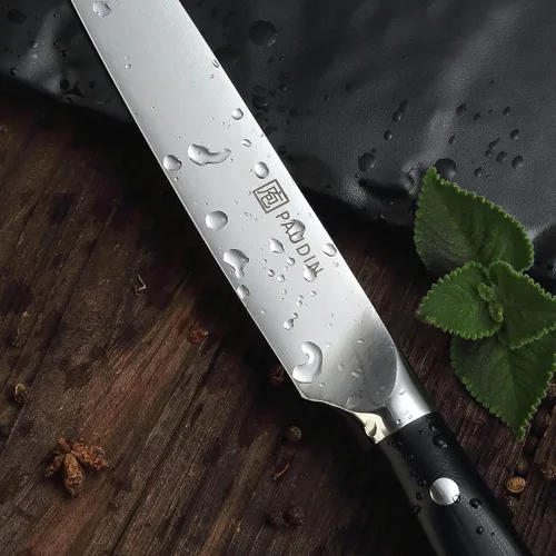 Vista 7 de Juego de cuchillo y tenedor de tallado PAUDIN - 8" Cuchillo de tallado de pavo de acero alemán y tenedor con mango ergonómico, de espiga completa