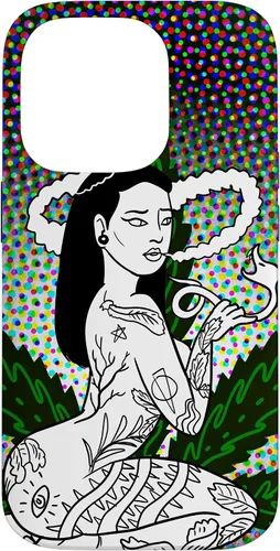 Vista 17 de iPhone 16 Weed Smoking Babe Marihuana Cannabis Smoke Stoner 420 Estuche de regalo