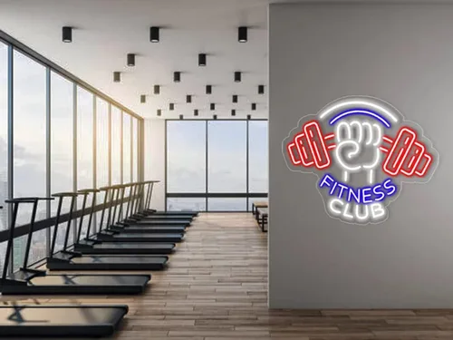 Vista 3 de Letrero de neón con barra de luces LED de neón para decoración de gimnasio, gimnasio, sala de entrenamiento, centro de fitness, club deportivo