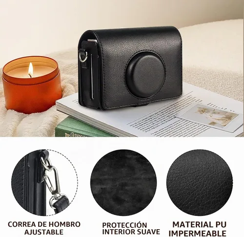 Vista 7 de CAIYOULE - Funda para cámara instantánea Fujifilm Instax Mini EVO, color negro Protective Camera Accessories Kit for Instax Mini EVO with Picture