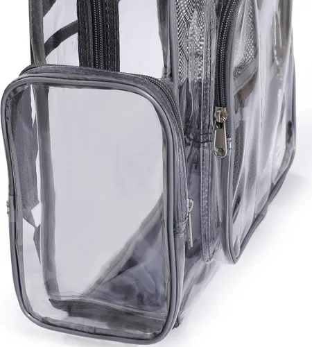 Vista 8 de Jusdot Mochila transparente resistente, Gris, Mochila transparente