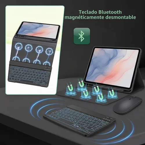Vista 8 de Para Samsung Galaxy Tab A11 Plus & A9 Plus Funda De Teclado Y Ratón - Negro