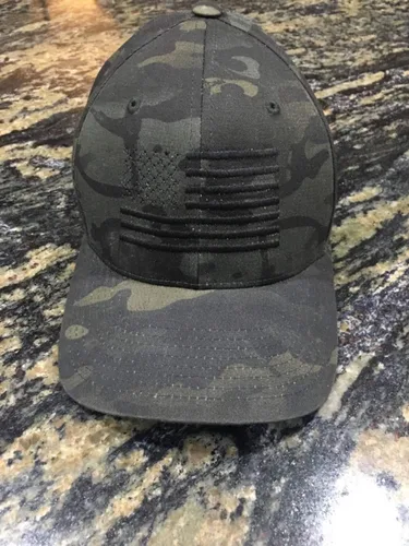 Vista 3 de Eagle Six Gear Multicam American Flag Flexfit Sombrero para hombre, Negro