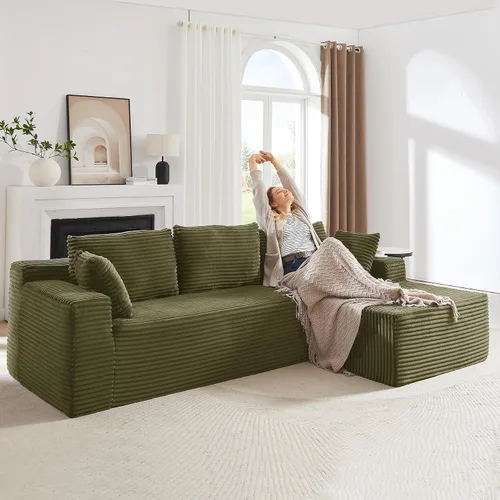 Vista 16 de Sofá modular Cloud de 104 pulgadas con diván en forma de L, sofás tapizados modernos con asiento profundo, sofá comprimido de esponja de pana