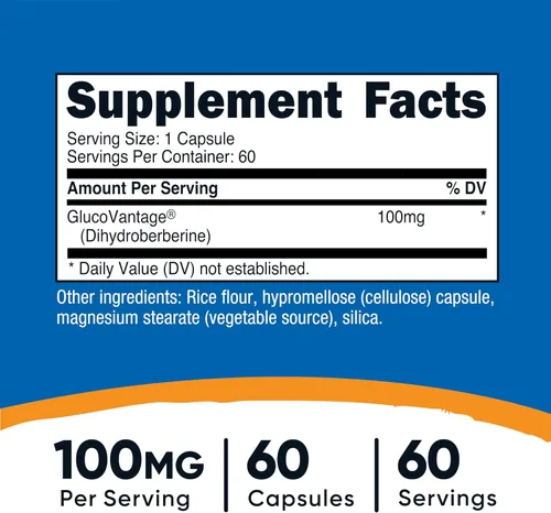 Vista 2 de Nutricost Cápsulas de dihidroberberina (100 mg, 60 cápsulas) - Metabolito más biodisponible de berberina