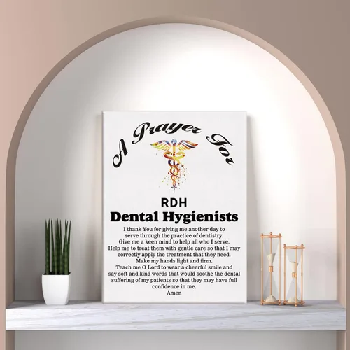Vista 5 de LEXSIVO Lienzo de oración de un higienista dental para decoración de pared para el hogar, higienistas dentales, pintura de regalo, 11.5 x 15