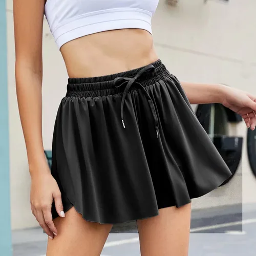 Vista 4 de Bloggerlove Pantalones cortos de yoga 2 en 1 para mujer, para gimnasio, fitness, entrenamiento, atletismo, pantalones cortos de elastano con bolsillo