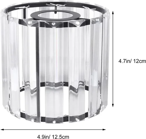 Vista 5 de Pantalla de cristal para lámpara de tambor, pantalla de cristal transparente, pantalla de repuesto en forma de cilindro, moderna cubierta de luz