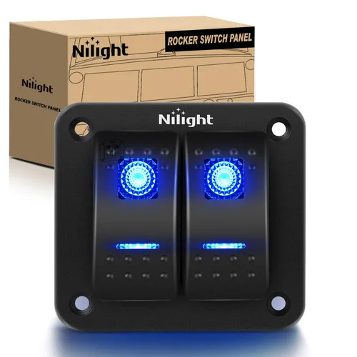 Vista 12 de Nilight Panel de Interruptores Basculantes de 2 Posiciones con Luz LED Naranja, 5 Pines On/Off, Interruptores Basculantes de Aluminio Precableados