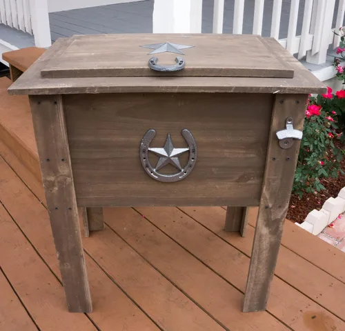 Vista 3 de Leigh Country TX 93728 nevera de madera de pino con tinte en gris lavado, 54 cuartos de galón