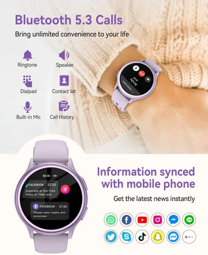 Vista 6 de Relojes inteligentes para mujer (respuestahacer llamadas), monitor de actividad de pantalla AMOLED de 1.27 pulgadas con monitor de frecuencia