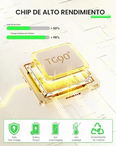 Vista 5 de TG90° Banco de energía ultra delgado de 5000 mAh, enchufe de CA incorporado Blanco