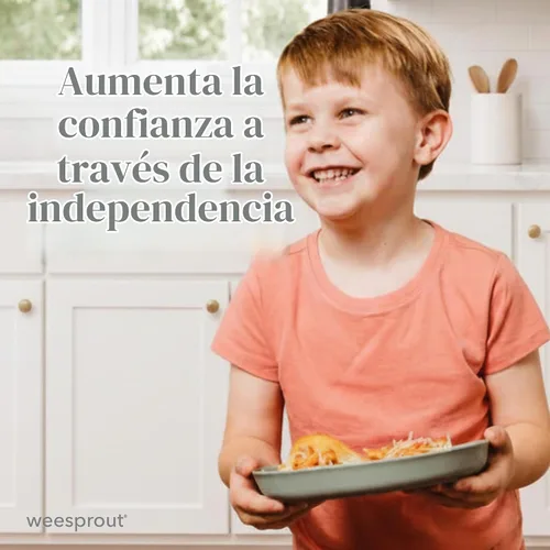 Vista 8 de WeeSprout Platos sin succión para bebés y niños pequeños con tapas, platos de silicona 100% de grado alimenticio, tapas de plástico duro de alta