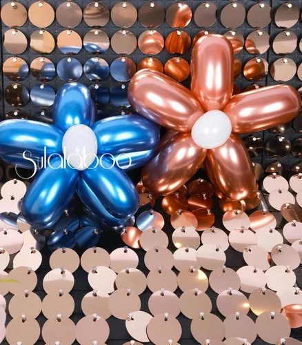 Vista 5 de 260 globos metálicos de oro rosa, 100 unidades, látex, largo Oro rosa metálico
