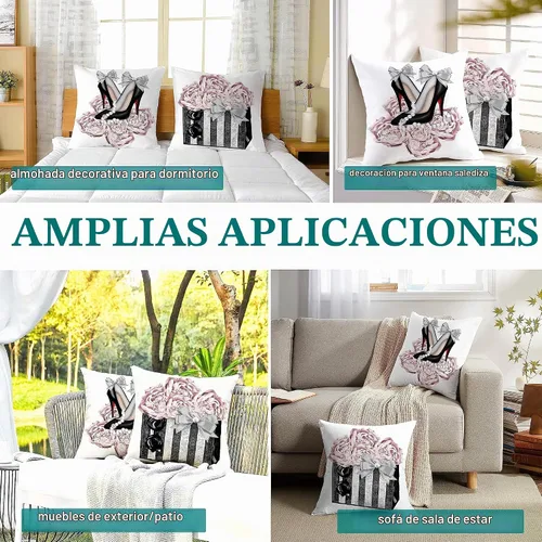 Vista 6 de Juego de 2 fundas de almohada decorativas de terciopelo suave para sofá o cama, de color rosa y gris, de 18 x 18 pulgadas, fundas de almohada 01