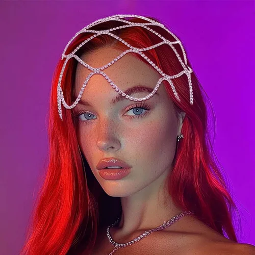 Vista 4 de Cadena de cabeza de diamantes de imitación de los años 20, accesorios para el cabello para mujer