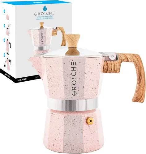 Vista 29 de GROSCHE Milano - Cafetera Moka para estufa, olla de expreso para 3 tazas de café, 5 oz, color negro - Cafetera cubana para estufa, cafetera Moka