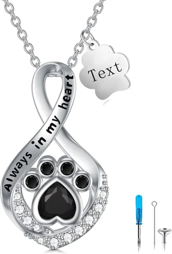 Vista 29 de Collar de urna de plata de ley para cenizas, recuerdo conmemorativo para perros, gatos y mascotas