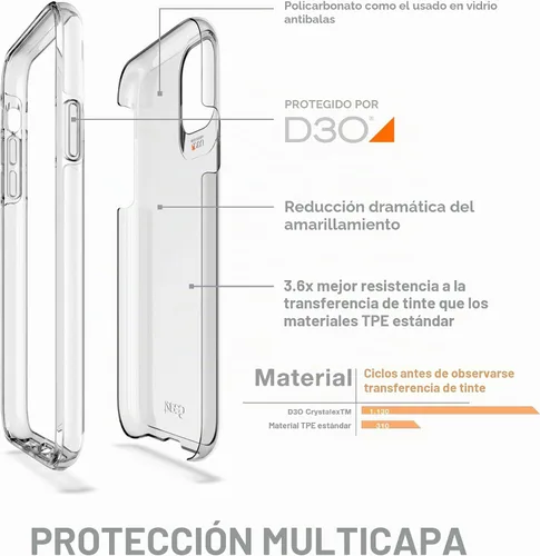 Vista 3 de ZAGG Gear4 Crystal Palace - Funda compatible con iPhone 11, protección avanzada contra impactos con tecnología D3O integrada, antiamarilleo, funda
