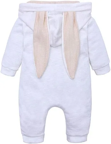 Vista 5 de Simplee Kids Enterizo con diseño de conejo de Pascua con capucha, para bebé, overol con cremallera y orejas largas