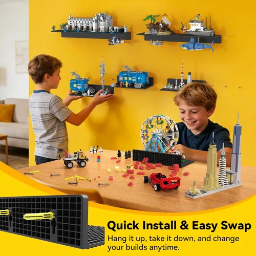 Vista 6 de BlissBox - Paquete de 8 estantes flotantes para pared compatibles con Negro