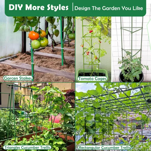 Vista 4 de Cludoo Juego de 94 estacas de jardín con 30 juegos de estacas de fibra de vidrio, soportes y accesorios, estacas de tomate de 4 pies, 5 pies, 6