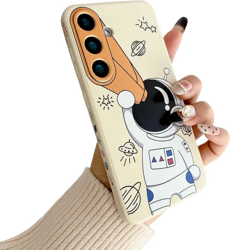 Vista 34 de Yonds Queen para Samsung Galaxy S21 Funda Linda, Cubierta de Parachoques Elegante con Diseño de Astronauta de Dibujos Animados, Espacio, Luna