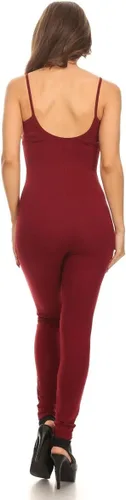 Vista 3 de Stretch Cotton Bodysuit - Bodysuit de cuerpo completo de algodón elástico con tirantes estilo espagueti, enterizo