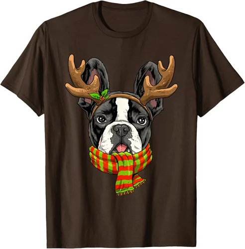 Vista 4 de Camiseta de Navidad para perro Bulldog Francés, Negro, S