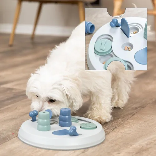 Vista 7 de TRIXIE Tablero Giratorio Juguete Interactivo de Actividad para Perros, Juego de Rompecabezas de Comida Nivel 2, Dispensador de Premios que Desafía
